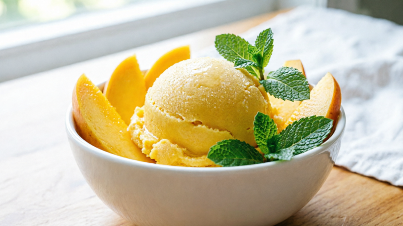 Homemade One Ingredient Mango Sorbet