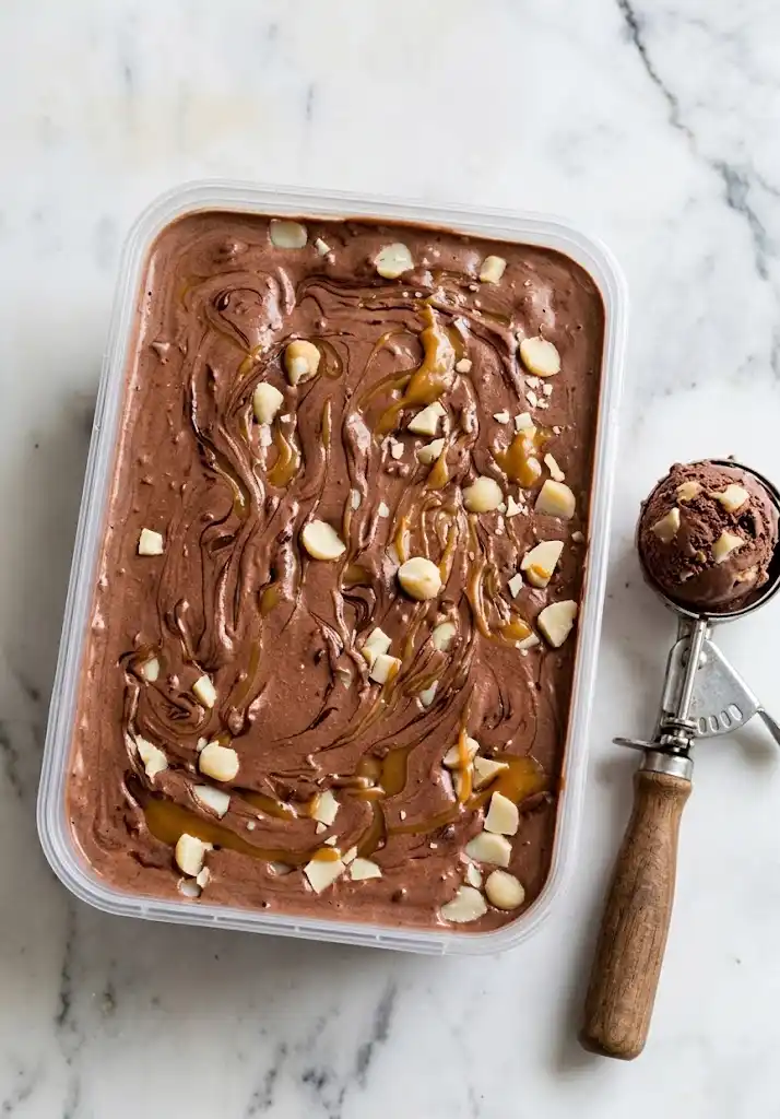 Delicious Double Chocolate Macadamia Ice Cream